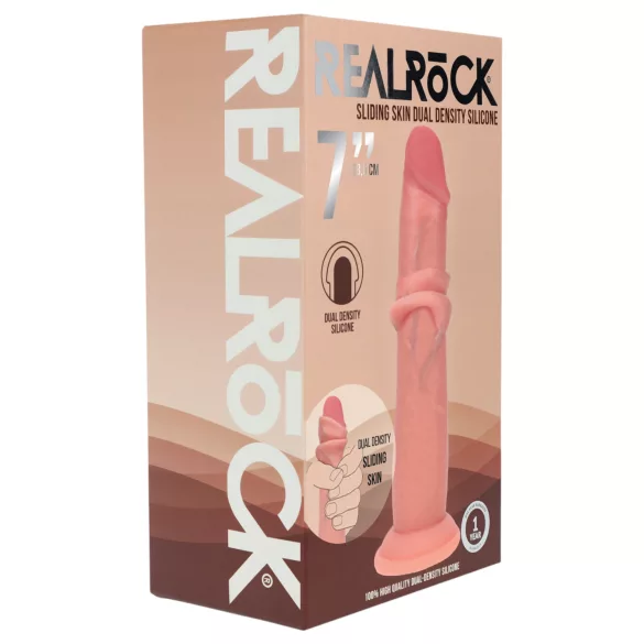 RealRock - dupla sűrűségű élethű dildó (testszínű) - 18,5 cm