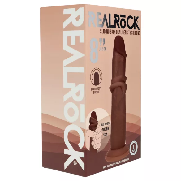 RealRock - dupla sűrűségű élethű dildó (barna) - 20,5 cm