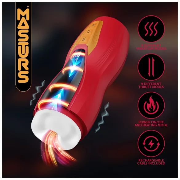 Masturs Solara - melegítő fel-le mozgó AR maszturbátor (piros)