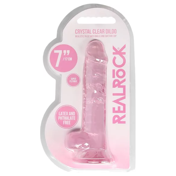 RealRock - átlátszó élethű dildó - pink (17cm)