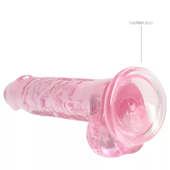 RealRock - átlátszó élethű dildó - pink (17cm)