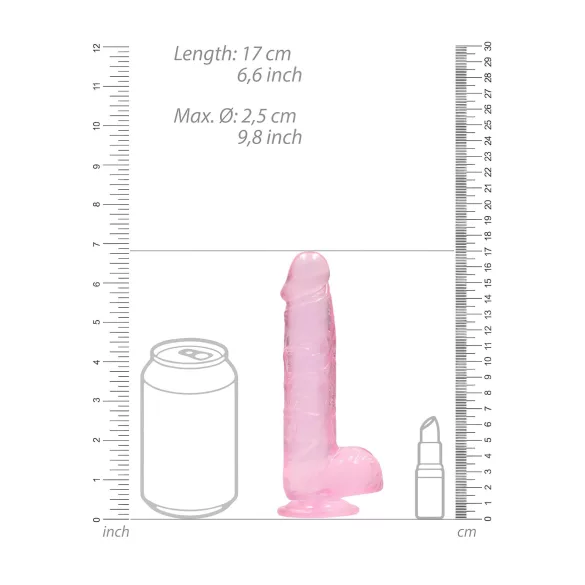 RealRock - átlátszó élethű dildó (pink, 15 cm)