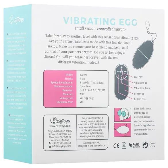 EasyToys - hordható 7 ritmusú rádiós vibrotojás (pink)