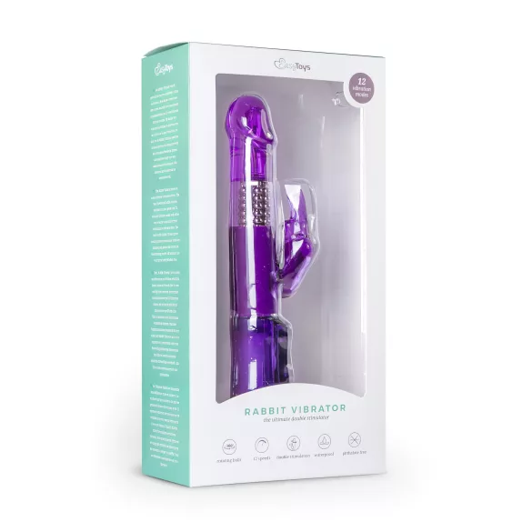 EasyToys Rabbit - forgó gyöngyös, csiklókaros vibrátor (lila)