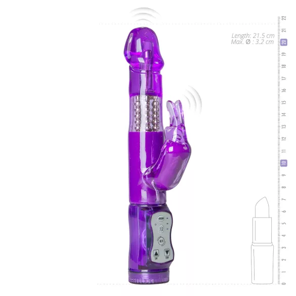 EasyToys Rabbit - forgó gyöngyös, csiklókaros vibrátor (lila)
