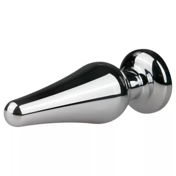 Easytoys Metal No.11 - pink köves kúp anál plug - ezüst (3,5cm)