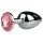 EasyToys Metal No.1 - pink köves kúp anál plug (ezüst, 2,7 cm)