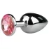 EasyToys Metal No.1 - pink köves kúp anál plug (ezüst, 2,7 cm)
