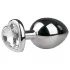 EasyToys Metal No.7 - szíves anál plug fehér kővel (ezüst)