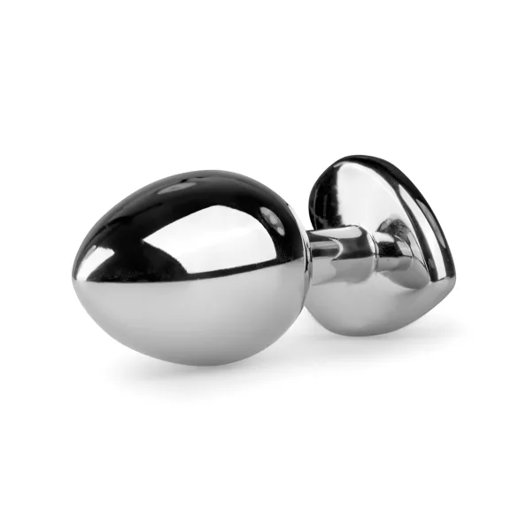 EasyToys Metal No.7 - szíves anál plug fehér kővel (ezüst)