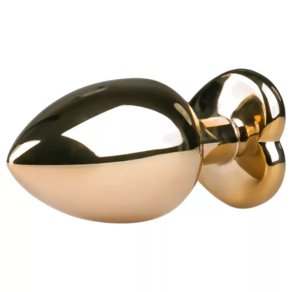 Easytoys Metal No.8 - anál plug szíves talppal - arany-pink (3,5cm)