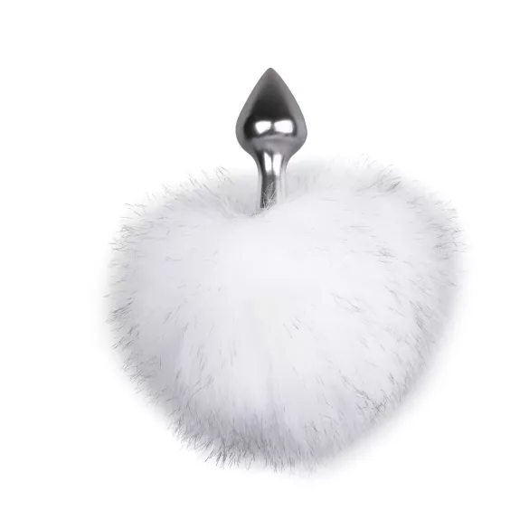 EasyToys Bunny NO1 - fém anál plug nyuszifarokkal (ezüst-fehér)