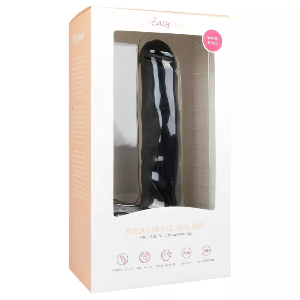 Easytoys - tapadókorongos, herés nagy dildó (29,5cm) - fekete