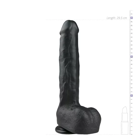 Easytoys - tapadókorongos, herés nagy dildó (29,5cm) - fekete