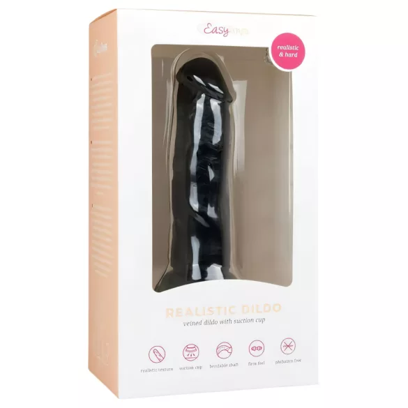 Easytoys - tapadókorongos élethű dildó (15,5cm) - fekete