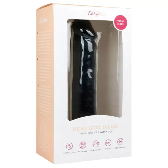 EasyToys - tapadókorongos élethű dildó (20,5 cm, fekete)