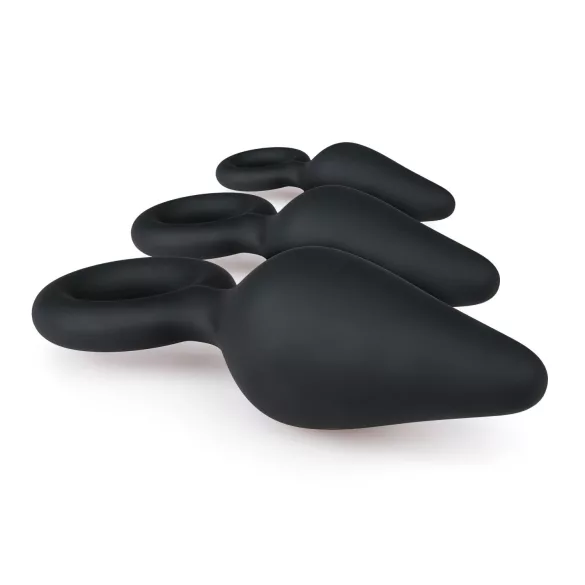EasyToys - fekete gyűrűs anál plug szett kezdőknek (3 db)