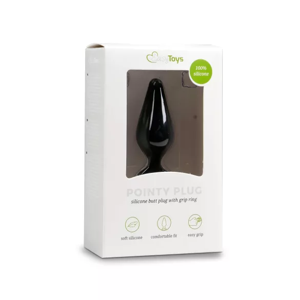 Easytoys Pointy Plug - gyűrűs anál plug - közepes (fekete)