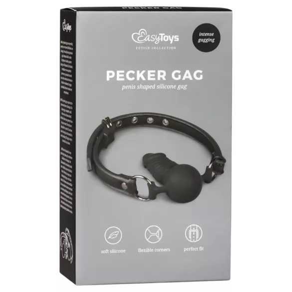 EasyToys - szájpecek belső dildóval (fekete)