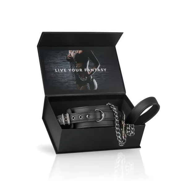 Easytoys - fétis nyakörv és póráz (fekete)