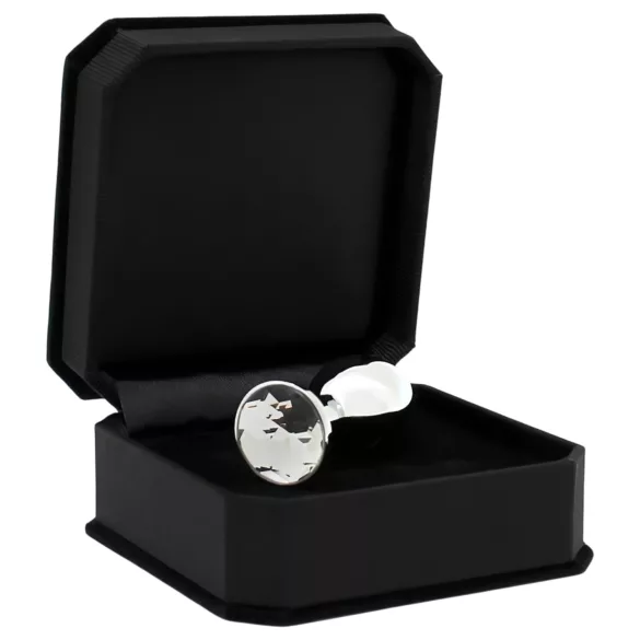 Rimba XS - átlátszó köves, fém butt plug (ezüst)