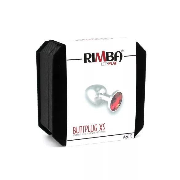 Rimba XS - piros köves, fém butt plug (ezüst)