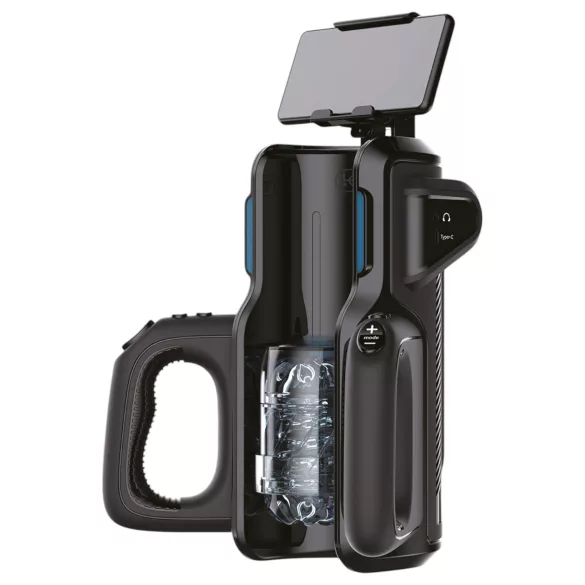 LETEN SM 500 - fel-le mozgó maszturbátor telefon tartóval (fekete)