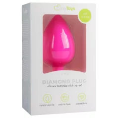 Easytoys Diamond - fehér köves anál plug (nagy) - pink