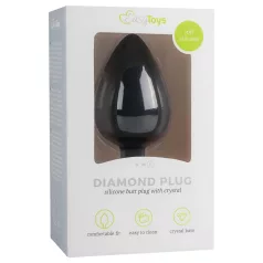 EasyToys Diamond - fehér köves anál plug (nagy, fekete)