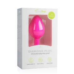   Easytoys Diamond - fehér köves anál plug (közepes) - pink