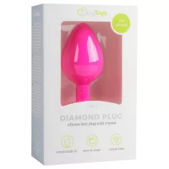 EasyToys Diamond - fehér köves anál plug (közepes, pink)