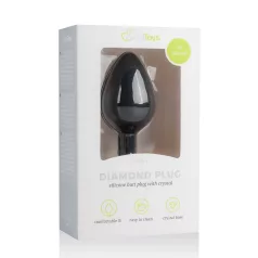   Easytoys Diamond - fehér köves anál plug (közepes) - fekete