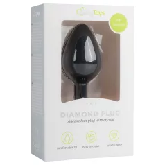   EasyToys Diamond - fehér köves anál plug (közepes, fekete)