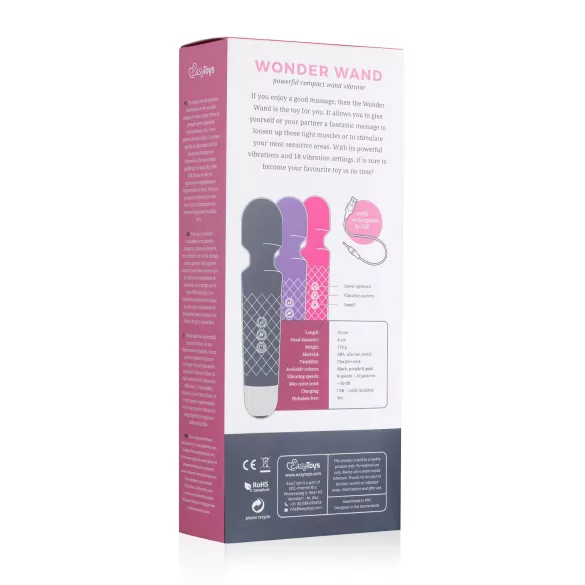 EasyToys Mini Wand - akkus masszírozó vibrátor (fekete)