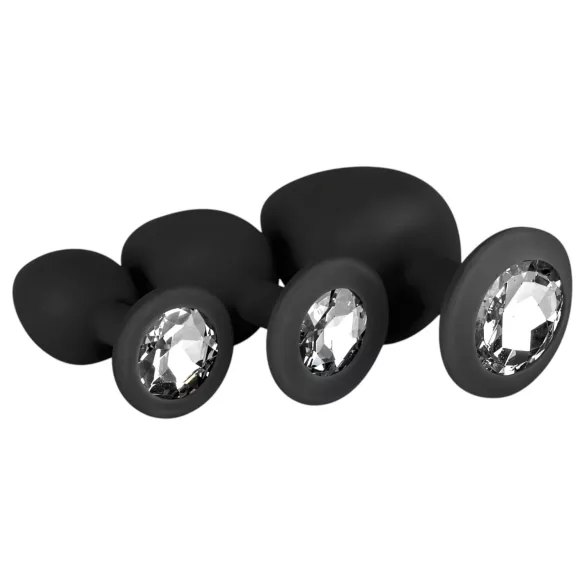 EasyToys Diamond - köves anál plug szett kezdőknek (fekete)