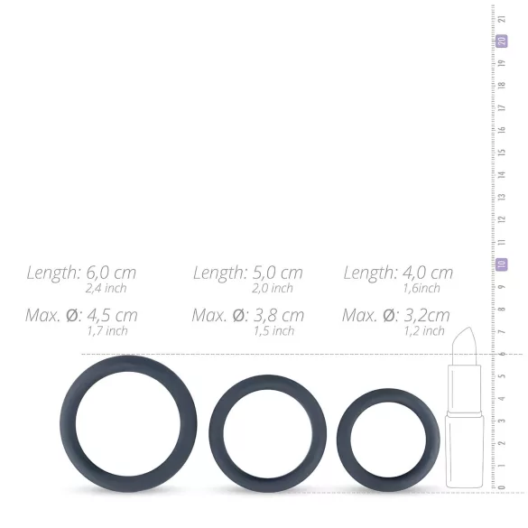 Boners - szilikon péniszgyűrű szett - 3db (szürke)