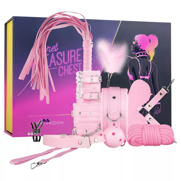 Secret Pleasure Chest - haladó BDSM készlet - 14 részes (pink)