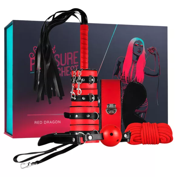 Secret Pleasure Chest - haladó BDSM készlet - 10 részes (piros)
