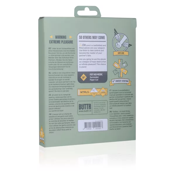 BUTTR Gauntlets - latex fisting, ökölszex kesztyű (fekete)