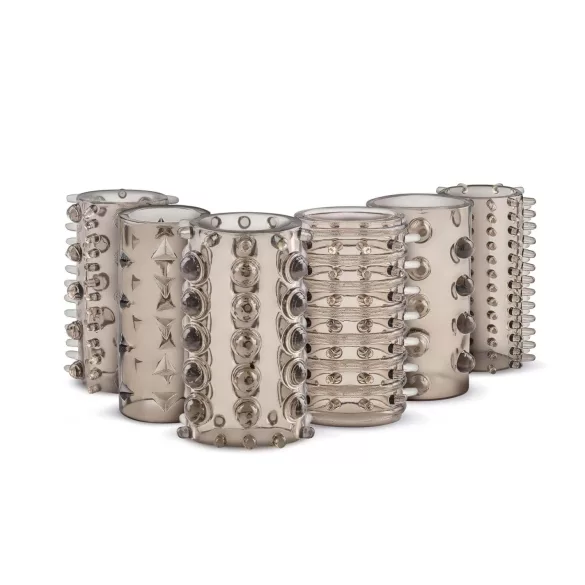 Easytoys Penis Sleeve - péniszmandzsetta szett - szürke (6db)