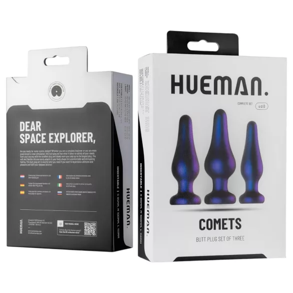 Hueman Comets - szilikon anál plug szett (3 részes, lila)