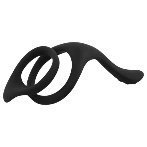 EasyToys Pleasure Ring - rugalmas péniszgyűrű és heregyűrű (fekete)