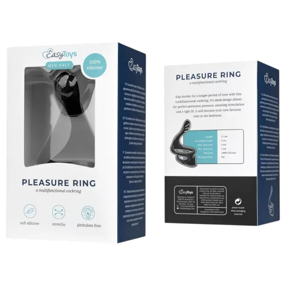 EasyToys Pleasure Ring - rugalmas péniszgyűrű és heregyűrű (fekete)
