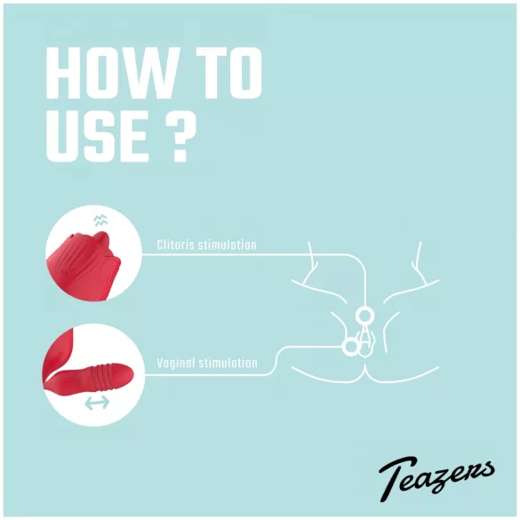 Teazers Rose - lökő vibrátor nyelves csiklóizgatóval (piros)