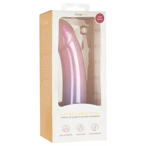 EasyToys Mermaid - csillámos dildó - 19cm (pink)