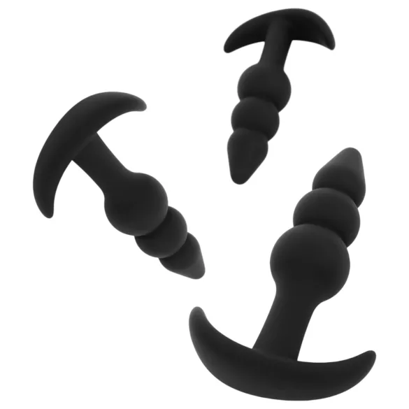EasyToys - gömbös anál plug szett - 3 részes (fekete)
