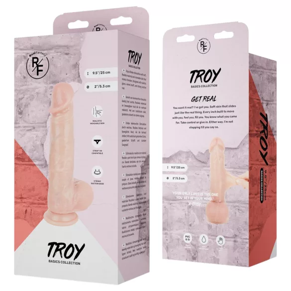 Real Fantasy Troy - élethű dildó mozgó bőrrel (testszínű) - 25 cm