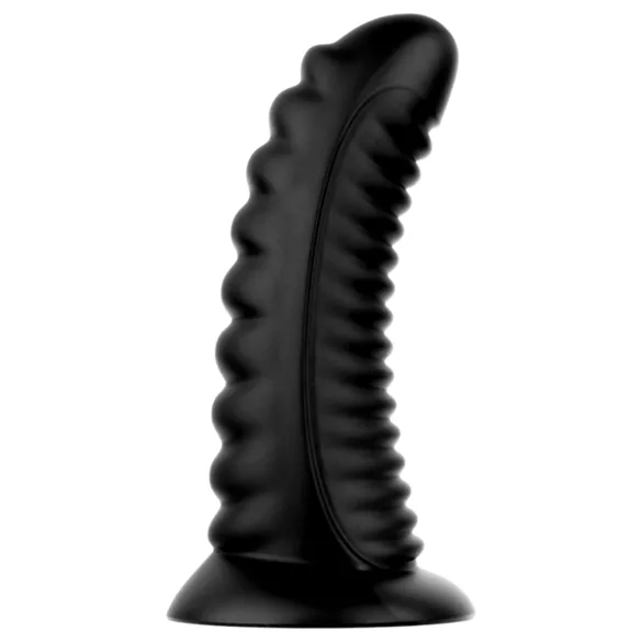 BUTTR Double Ribbed - óriás bordázott anál plug (fekete) - 26 cm