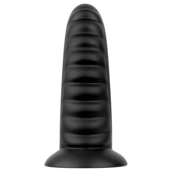 BUTTR Double Ribbed - óriás bordázott anál plug (fekete) - 26 cm