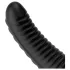 BUTTR Double Ribbed - óriás bordázott anál plug (fekete) - 26 cm